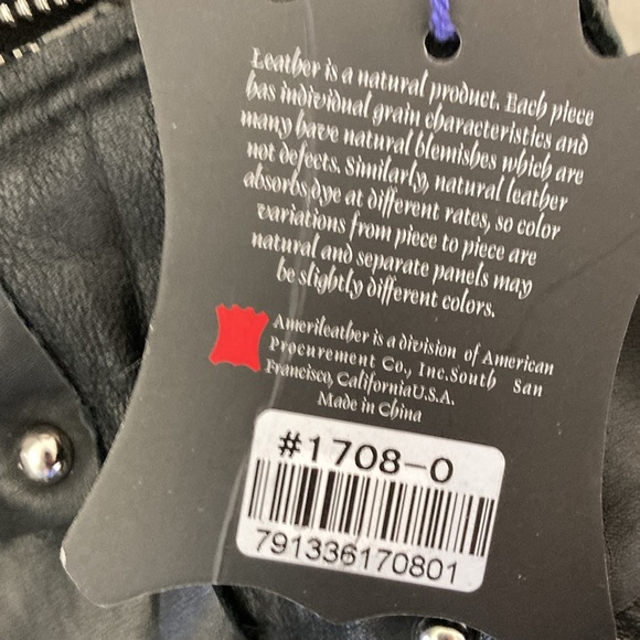 NWT Amerileather Rich Black,Soft 100% Genuine Leather Bag, Rivet detail, 16”x10” - Picture 7 of 11